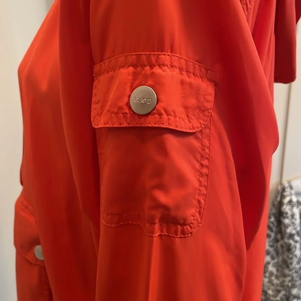 Izod Outerwear Pullover Windbreaker in Orange Size L